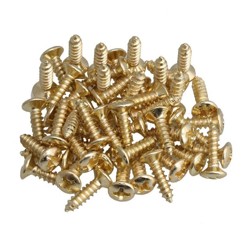RuiLing Pack of 50 Gold Electric Guitar Pickguard Backplates Mounting Screws, Electric Guitar Bass Cover Plate Screw for ST TL LP SG Guitar Parts - Image 1